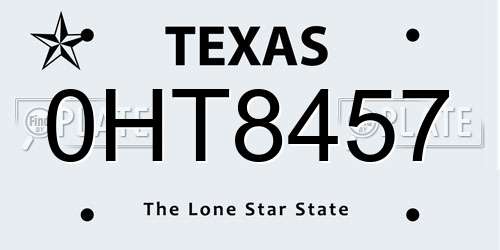 0HT8457 Texas License Plate
