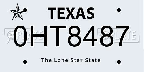 0HT8487 Texas License Plate