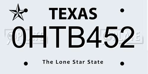 0HTB452 Texas License Plate