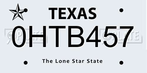 0HTB457 Texas License Plate