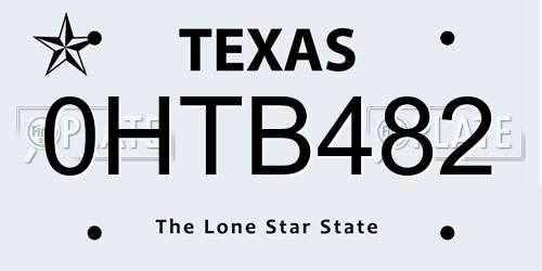 0HTB482 Texas License Plate