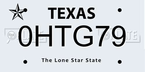 0HTG79 Texas License Plate