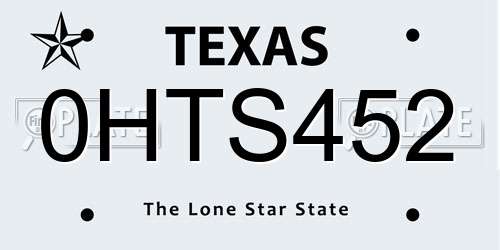 0HTS452 Texas License Plate
