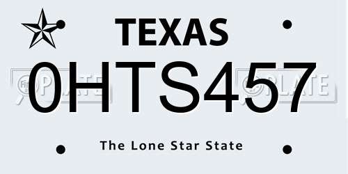 0HTS457 Texas License Plate