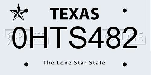 0HTS482 Texas License Plate