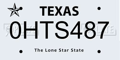 0HTS487 Texas License Plate