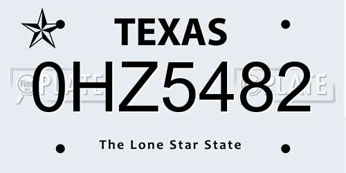 0HZ5482 Texas License Plate