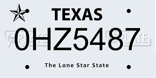 0HZ5487 Texas License Plate