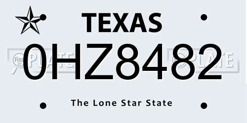 0HZ8482 Texas License Plate
