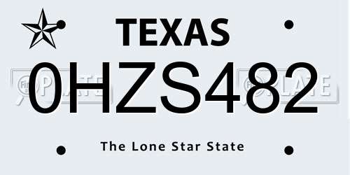 0HZS482 Texas License Plate
