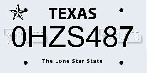 0HZS487 Texas License Plate