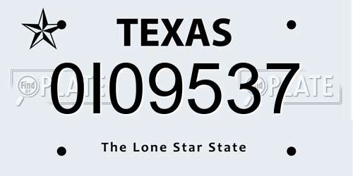 0I09537 Texas License Plate