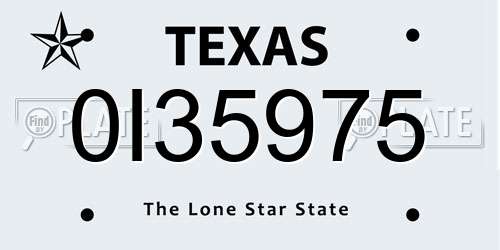 0I35975 Texas License Plate