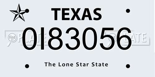0I83056 Texas License Plate