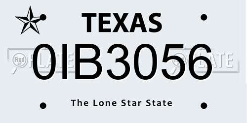 0IB3056 Texas License Plate