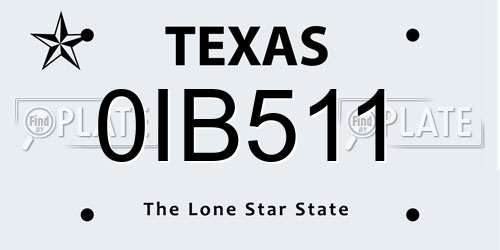 0IB511 Texas License Plate