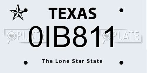 0IB811 Texas License Plate
