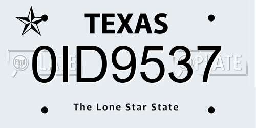 0ID9537 Texas License Plate