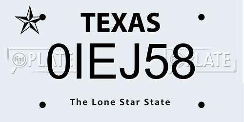 0IEJ58 Texas License Plate