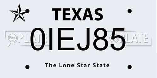 0IEJ85 Texas License Plate