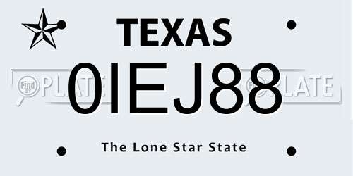 0IEJ88 Texas License Plate