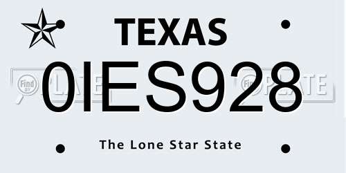 0IES928 Texas License Plate