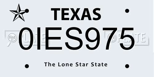 0IES975 Texas License Plate