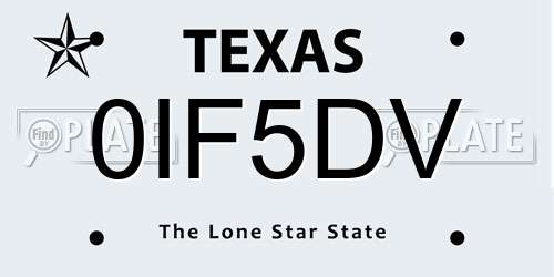0IF5DV Texas License Plate