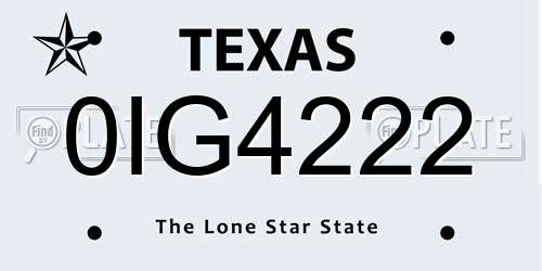 0IG4222 Texas License Plate