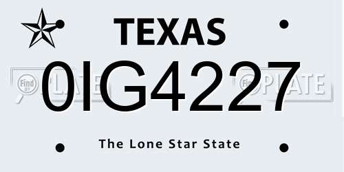 0IG4227 Texas License Plate
