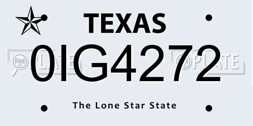 0IG4272 Texas License Plate