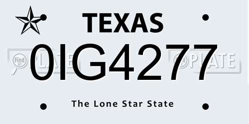 0IG4277 Texas License Plate