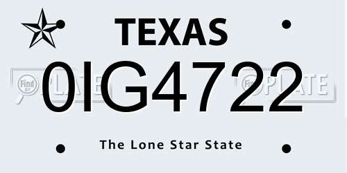 0IG4722 Texas License Plate