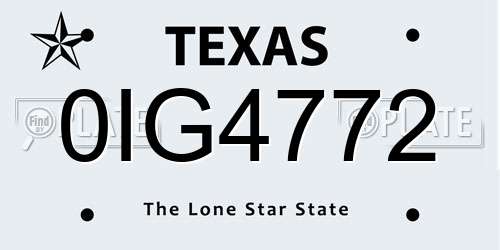 0IG4772 Texas License Plate