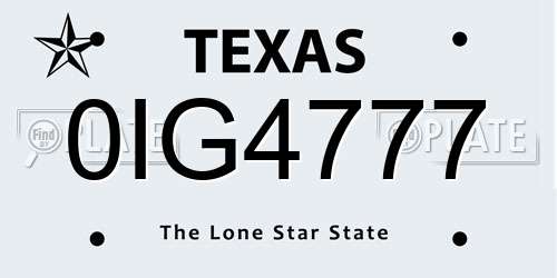 0IG4777 Texas License Plate