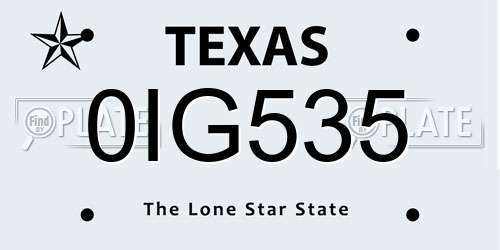 0IG535 Texas License Plate