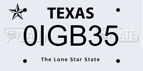 0IGB35 Texas License Plate