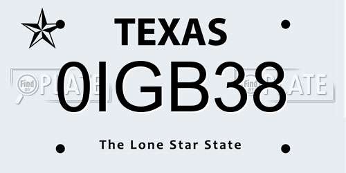 0IGB38 Texas License Plate