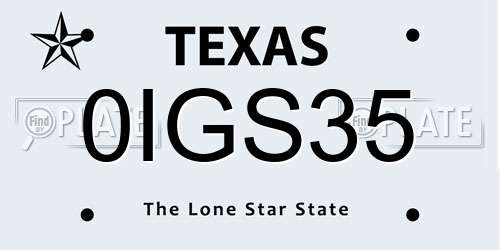 0IGS35 Texas License Plate