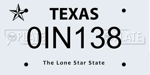 0IN138 Texas License Plate