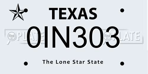 0IN303 Texas License Plate