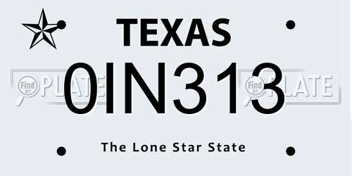 0IN313 Texas License Plate