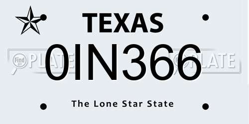 0IN366 Texas License Plate