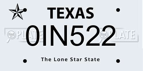 0IN522 Texas License Plate