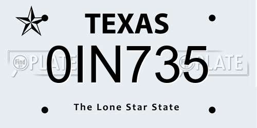 0IN735 Texas License Plate