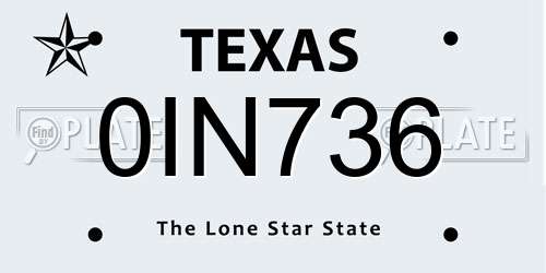 0IN736 Texas License Plate