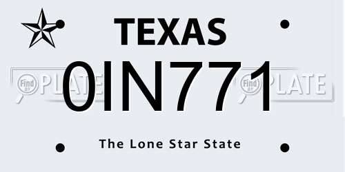 0IN771 Texas License Plate