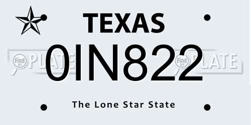 0IN822 Texas License Plate