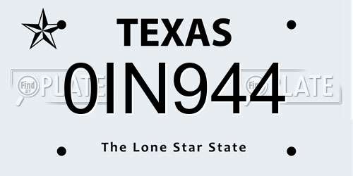 0IN944 Texas License Plate