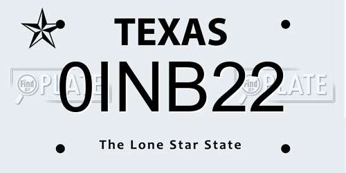 0INB22 Texas License Plate